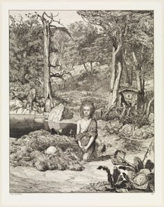 Simplicius ved eneboerens grav (Intermezzi, Opus IV, blad 8) af Max Klinger