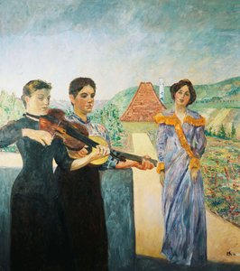 Tre kvinder i vingården; Tre kvinder i vingården, 1912 af Max Klinger