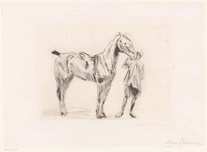 Mand med ridehest af Max Liebermann (signed by artist)