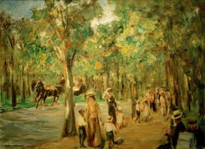 Gyde i zoologisk have med klapvogne og en vogn af Max Liebermann