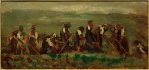 Arbejdere i roemarken - sammensætningsundersøgelse af Max Liebermann