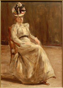 Portræt af en siddende dame i fuld figur af Max Liebermann