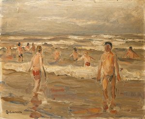 Drenge bader i havet; Drenge bader i havet, 1899 af Max Liebermann