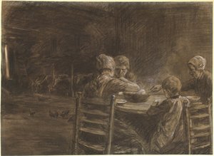 Østfrisiske bønder spiser aftensmad af Max Liebermann