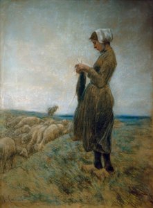Hollandsk hyrdepige (strikkende hyrdeinde) af Max Liebermann