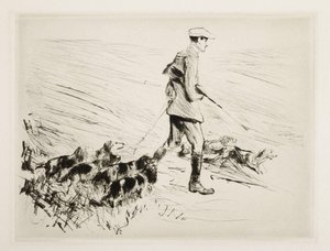 Jæger med hunde af Max Liebermann