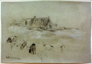 M.Liebermann, strandhuse, geder i forgrunden af Max Liebermann