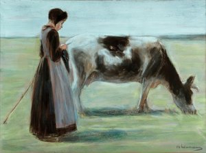 Pige med ko af Max Liebermann