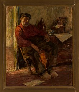 En mand i et indendørs miljø af Max Liebermann