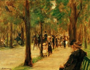 Promenade i zoologisk have med vandrere og en hest af Max Liebermann