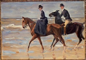 Rytter og rytter på stranden af Max Liebermann