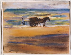 Skalsøgende på stranden af Max Liebermann