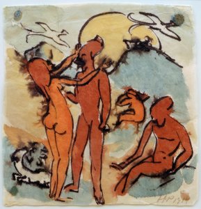 Badescene med styrmændsfugle af Max Pechstein