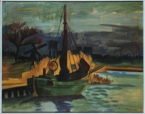 Fiskerbåde ved bredden/ 1923 af Max Pechstein