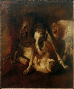 Hund leger med kat af Max Slevogt