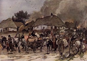 På vej til Brest-Litovsk (farvelitografi) af Max Tilke