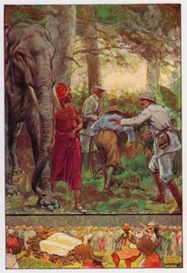 Illustration til Jorden rundt på firs dage af Jules Verne (farve litho)