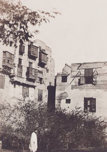 Kairo, hus og have i det franske kvarter, med Gustave Flaubert, 1850 af Maxime Du Camp
