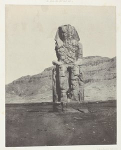 Gournah, monolitisk kolos af Amenopht III; Theben, plade 56 fra albummet "Egypte, Nubie, Palestine et Syrie" (1852) af Maxime Du Camp