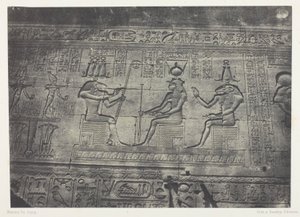 Det store tempel i Denderah (Teutyres), skulpturer fra den bageste facade; Øvre Egypten, planche 19 fra albummet "Egypte, Nubie, Palestine et Syrie" (1852)