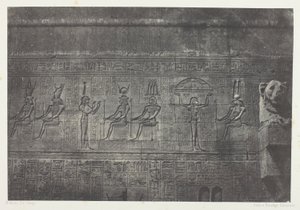 Det store tempel i Denderah (Teutyres), skulpturer fra den bageste facade; Øvre Egypten, plade 20 fra albummet "Egypte, Nubie, Palestine et Syrie" (1852) af Maxime Du Camp