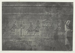 Det store tempel i Denderah (Teutyres), skulpturer fra den bageste facade; Øvre Egypten, plade 20 fra albummet "Egypte, Nubie, Palestine et Syrie" (1852) af Maxime Du Camp