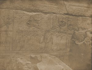 Karnak-paladset, udvendige udskæringer af granithelligdommen., 1849-51. af Maxime Du Camp