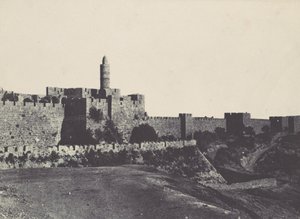 Palæstina. Jerusalem. Den vestlige del af murene, 1850. af Maxime Du Camp