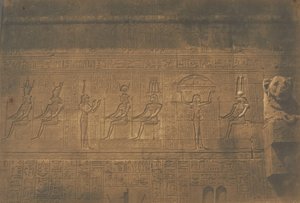 Udskæringer på den bagerste facade af Dendera Tentyris store tempel, 1849-50. af Maxime Du Camp