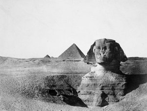 Den store sfinks og pyramiderne i Giza, Egypten, 1852