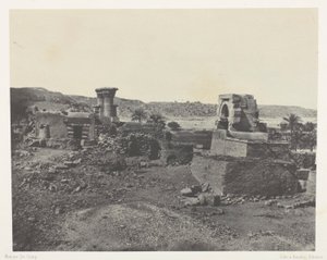 Landsby og tempel på øen Beghé, vest for Philoe; Nubien, plade 81 fra albummet "Egypte, Nubie, Palestine et Syrie" (1852) af Maxime Du Camp