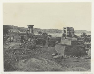 Landsby og tempel på øen Beghé, vest for Philoe; Nubien, plade 81 fra albummet "Egypte, Nubie, Palestine et Syrie" (1852) af Maxime Du Camp