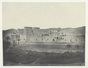 Udsigt taget fra øen Beghé, Looking West, Philoe, Nubia, 184951, trykt 1852. af Maxime Du Camp