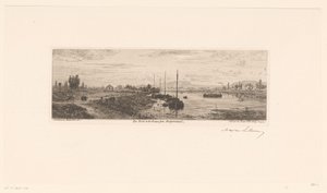 Udsigt over Seinen nær Argenteuil Les bords de la Seine près Argenteuil (titel på objekt) af Maxime François Antoine Lalanne (signed by artist)