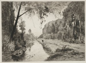 Kanal ved Pont Sainte-Maxence, ca. 1878. af Maxime Lalanne
