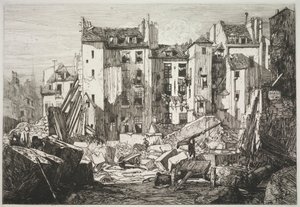Nedrivning til åbningen af ​​Rue des Ecoles, 1862.