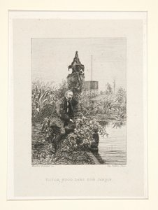 Victor Hugo dans son jardin (Victor Hugo i sin have), pl. 12 fra suiten Chez Victor Hugo (Victor Hugo af Maxime Lalanne