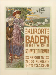 Kurbyen Baden nær Wien, ca. 1910. af Maximilian Liebenwein