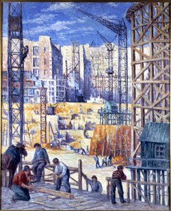 Byggeplads i Paris, Quai de Passy, ​​1907. af Maximilien Luce