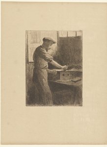 Printer på arbejde i studiet Imprimeur dansesøn atelier L