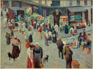 Købmand, Rue des Abbesses af Maximilien Luce