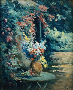 Blomster i et Landskab; Buket blomster i et landskab, af Maximilien Luce