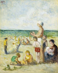 På stranden i Normandiet; På stranden i Normandiet, ca. 1930 af Maximilien Luce