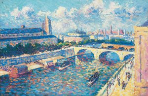 Paris, Seinen og quai de la Mégisserie set fra quai de l