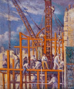 Byggepladserne i Paris, Boulevard de la Madeleine; Paris skibsværfter, Boulevard de la Madeleine, af Maximilien Luce