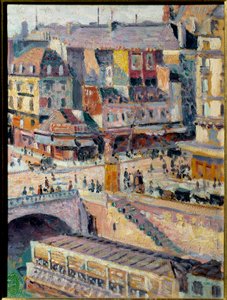 Saint Michel-broen og guldsmedens kaj. Olie på papir maroufle på isorel. Maleri af Maximilian Luce (1858-1941) af Maximilien Luce