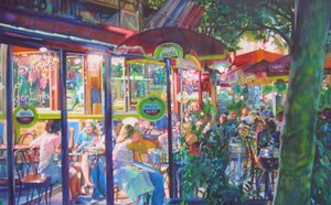Livlig aftencafé af Maxine Shore