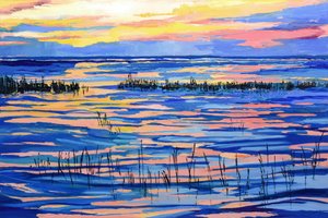 Farverig solnedgang over mosen af Maxine Shore