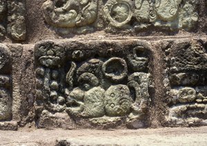 Glyf af byen Copan på den hieroglyfiske trappe, sen klassisk periode (600-900) ca. 760 e.Kr.