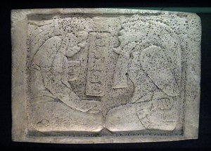 Overligger med to fanger, Yaxchilan-området, sen klassisk periode, 600-900 e.Kr. af Mayan
